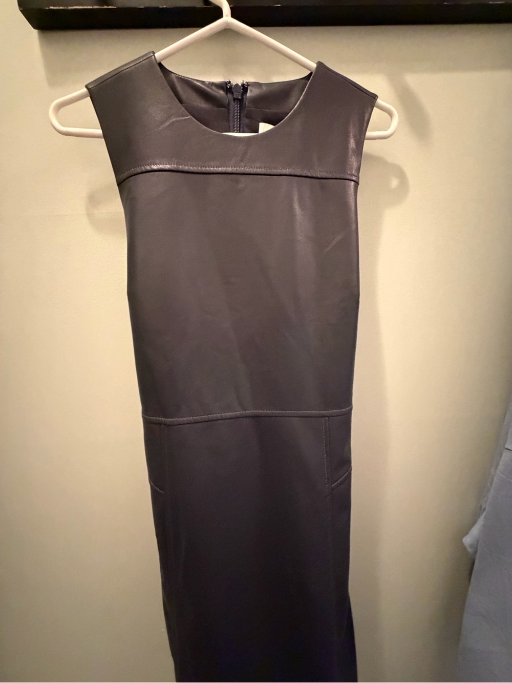 Tanya Taylor Black Sleeveless Faux-Leather Midi Sheath